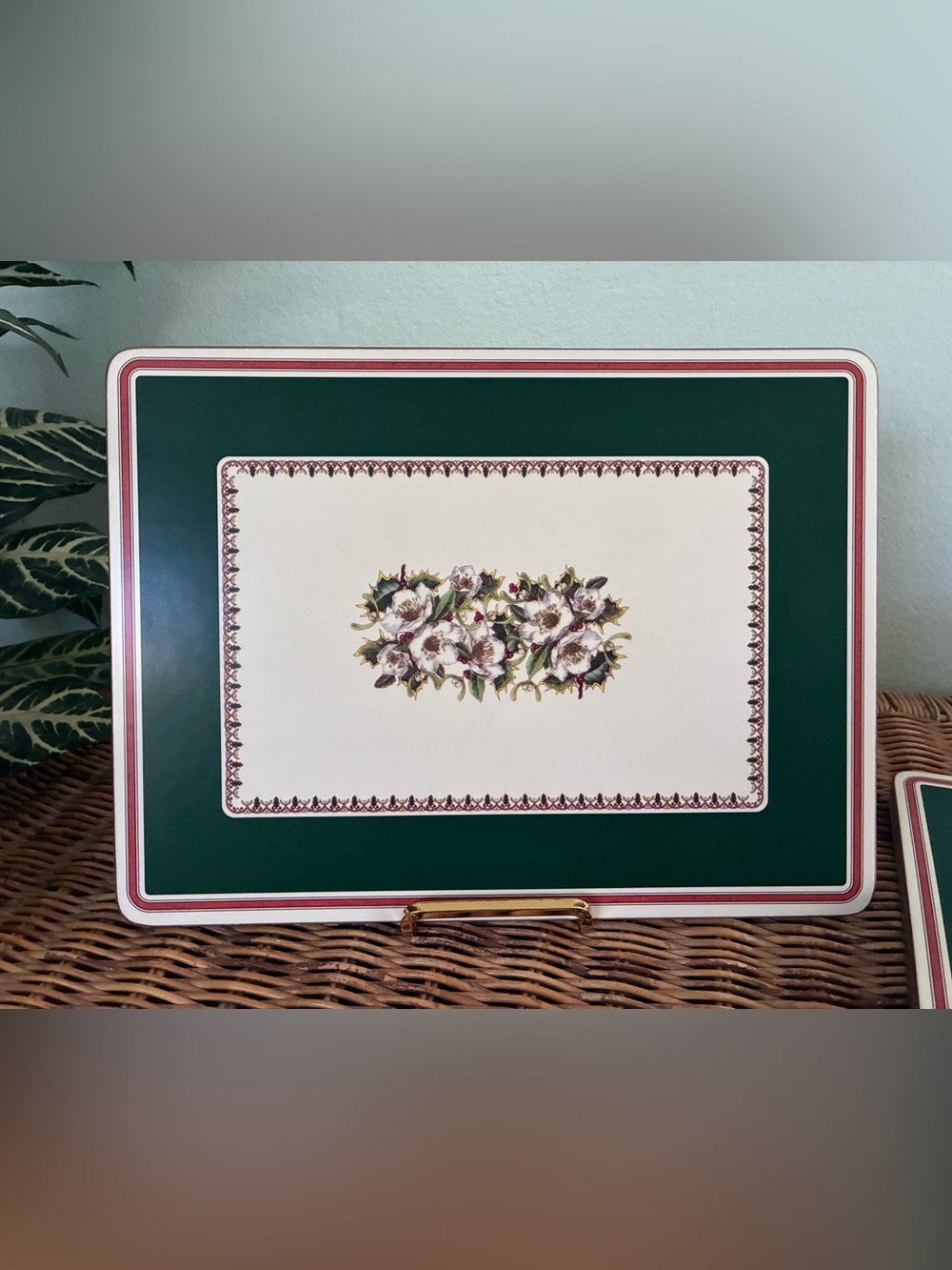 Set of 4 Spode Christmas Rose Coarkboard Placemats
